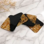 Black & Gold Resin Coaster Set