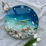 Personalized Ocean-Themed Resin Wall Clock