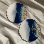 Blue Resin Geode Coaster Set
